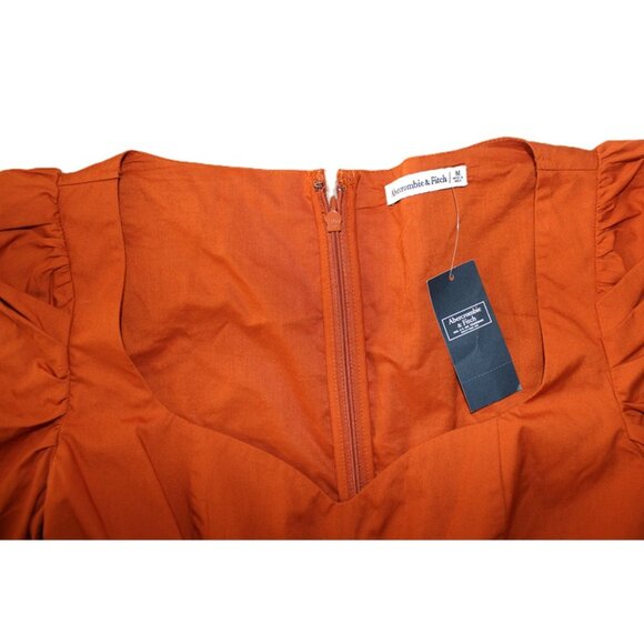 ABERCROMBIE & FITCH *Deadstock* Long-Sleeve Poplin Babydoll Dress in Paprika (M) - Picture 7 of 12